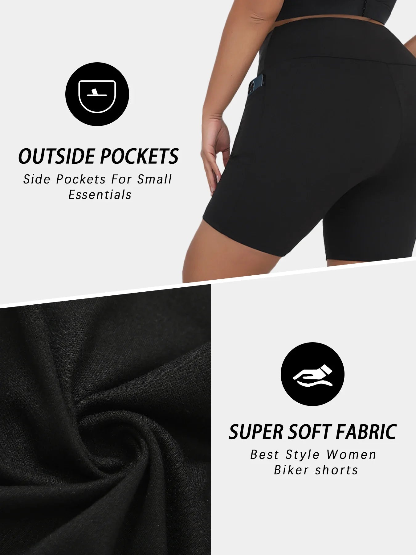 Plus Size High Waisted Biker Shorts For Women With Pockets Super Soft Tummy Control No See Through Workout Running Yoga