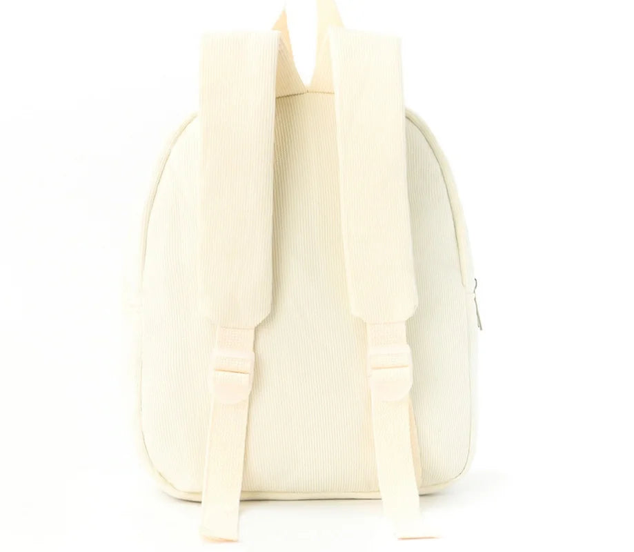 Customized Name Toddler Backpack Cartoon Bear Corduroy Large Capacity Backpack Embroidered Name Backpack Plush Bag