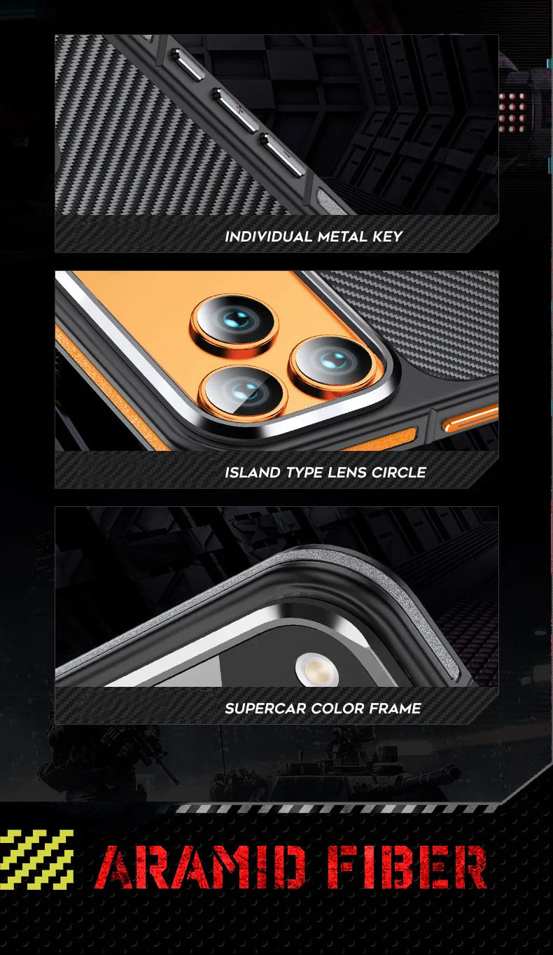 Conelz For 600D Kevlar Series Iphone pro 17 Pro Case with Magnetic Metal Camera Ring Wrapped Edge for iPhone 17 pro max Case