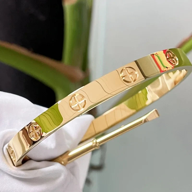 Stainless Steel Couple Bracelet for Women Men Love Cross Zircon Cartierred Bangle Valentine's Day Gift Anniversary Jewelry