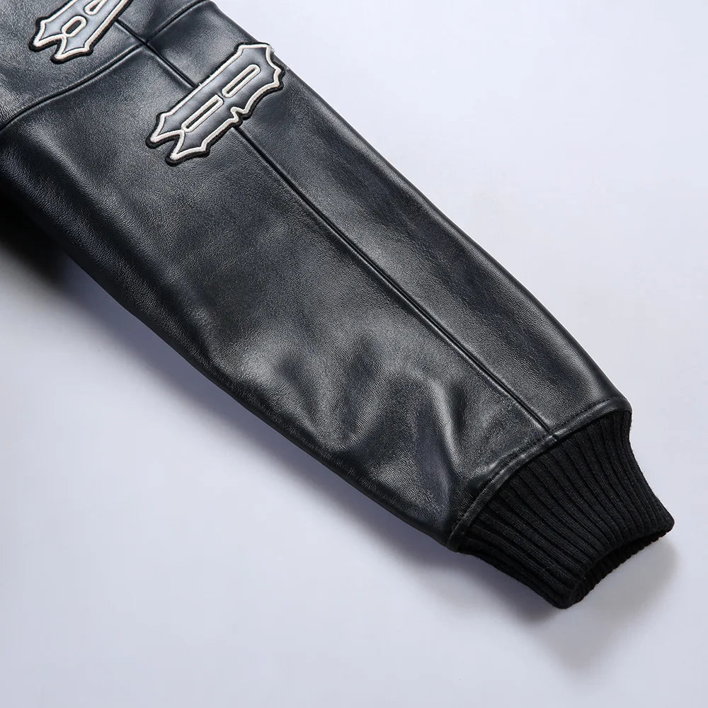 collaborative French lamb leather genuine leather jacket men's