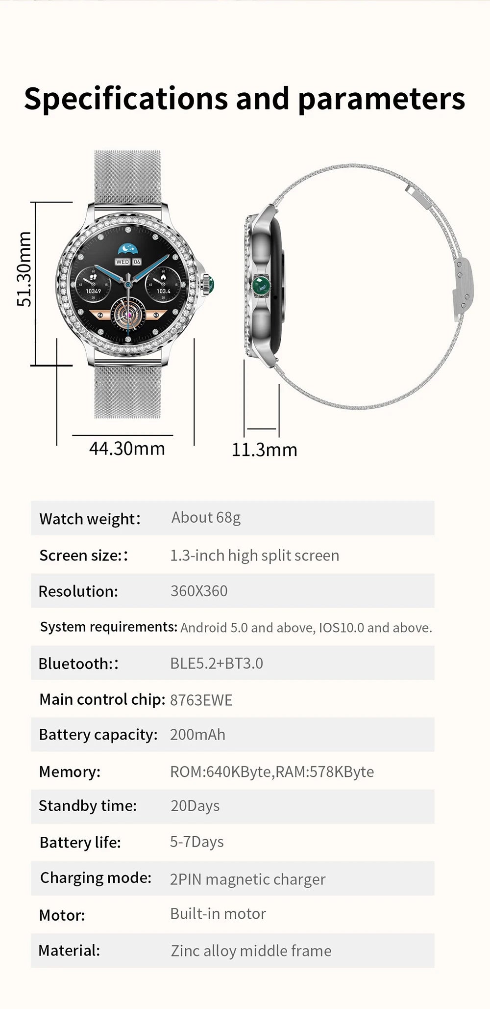 MEVADEN Rose Gold Smart Watch Bluetooth Call Lady 100+ Sports Mode Fitness Health Monitor Women Smartwatch for IOS Android NX19