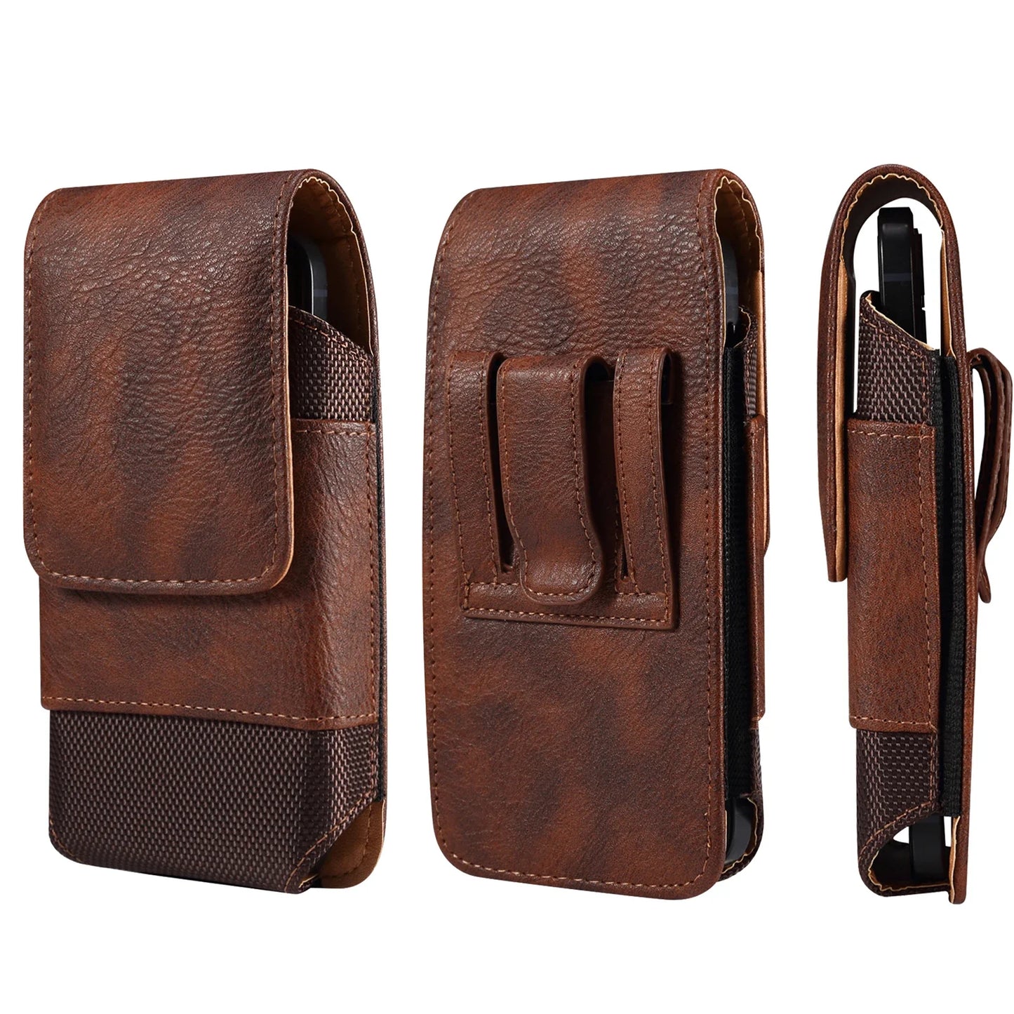 Universal Leather Men Waist Bag Mobile Phone Belt Clip Case For iPhone Samsung Galaxy Xiaomi Redmi Poco Oppo 7 Pro Holster Pouch