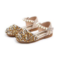 Summer Girls Shoes Bead Mary Janes Flats Fling Princess Shoes Baby Dance Shoes