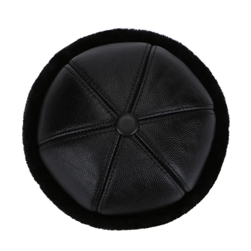 Brand New Style 2026  Retro Cowhide Bomber Hat Winter Keep Warm Caps Men Women Real Leather Cap Thick Velvet Dad Hat Leather Hat