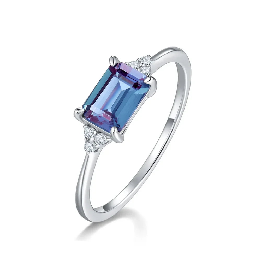 ALLNOEL 925 Sterling Silver Alexandrite Ring For Women Exquisite Style Fashionable Engagement rings Wedding Luxury diamond ring