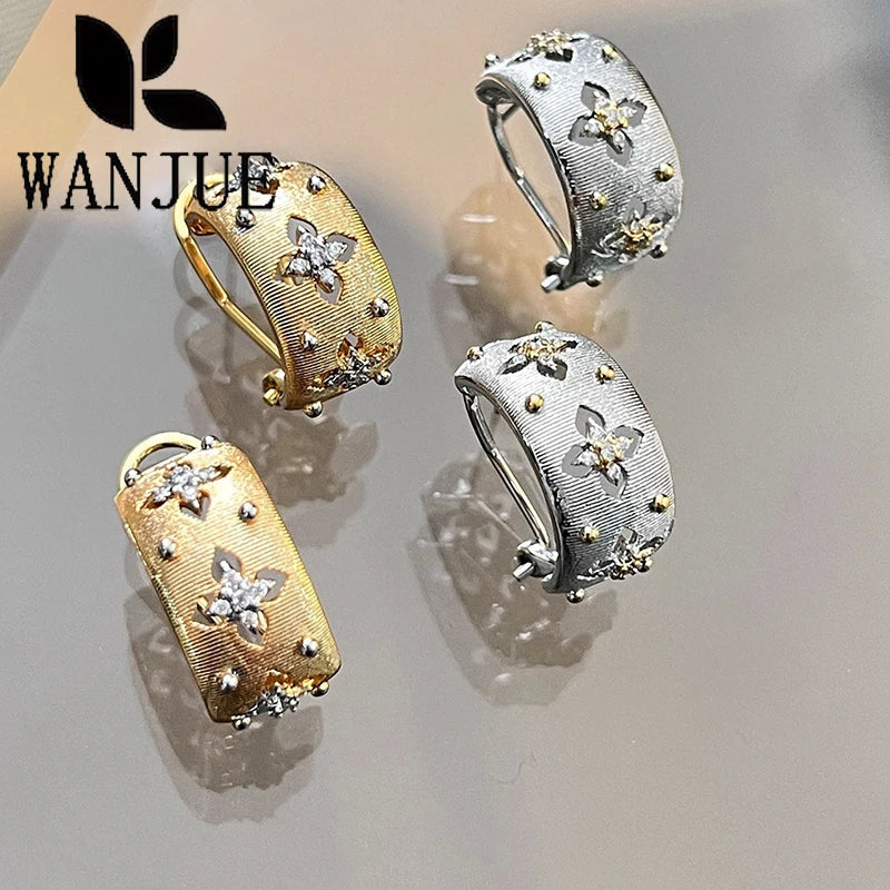 Italian hand-brushed craftsmanship palace style retro women's ring bracelet necklace earring set fashion romantic party gift