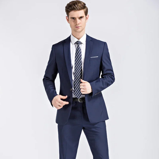 (Blazer+ Trousers) Men Fashion Gentleman European Style Gentleman