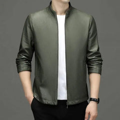 Autumn And Winter Men's Stand Collar Jacket Natural Leather Thin Section