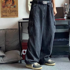 Jeans Trouser Denim Y2k Baggy Pants Black Wide Leg Pants Men's Jeans Oversize Cargo