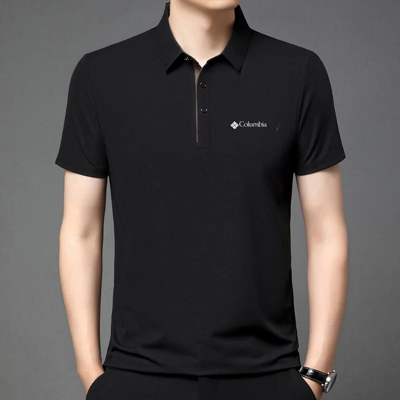 High end brand men's letter printed short sleeved polo shirt cool breathable casual business 2025 summer new style lapel T-shirt