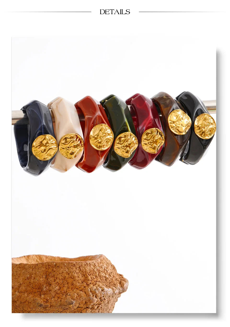 Yhpup 60mm Multi-Color Resin Wide Bracelet Bangle 2025 Exclusive Waterproof Stainless Steel Hot Style Fashion Wrist Jewelry Gift