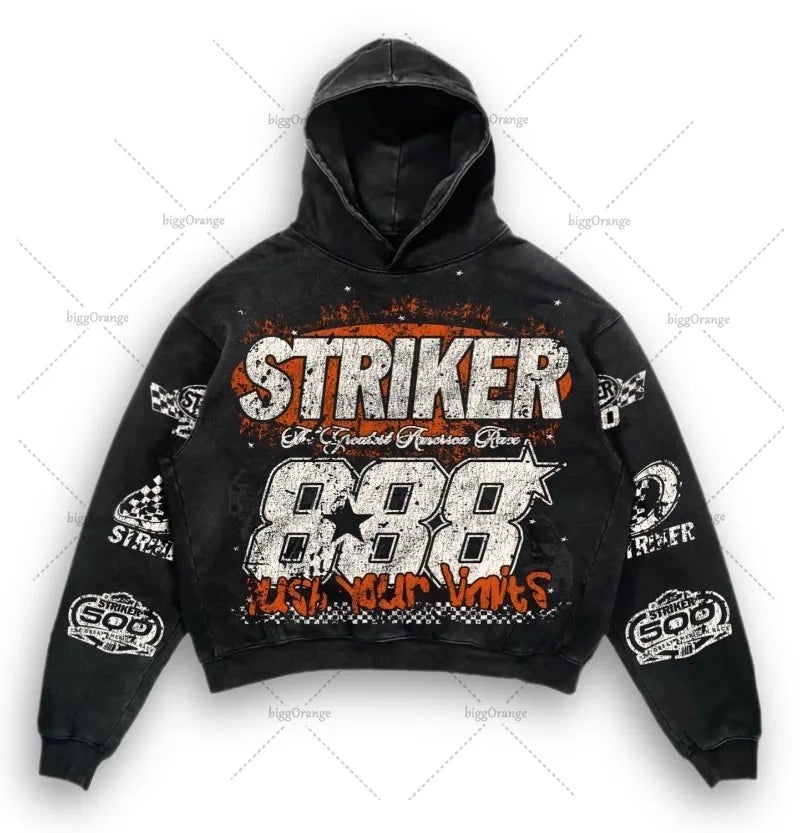 American High Street Fashion Brand Clothing Men Y2k Gothic Punk Letter Print Pullover