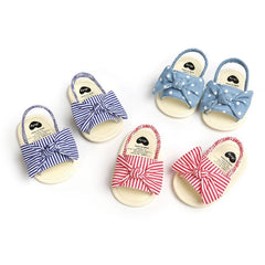 0-18M Baby Girls Bow Sandals Clogs Breathable Anti-Slip Summer Shoes Toddler Soft