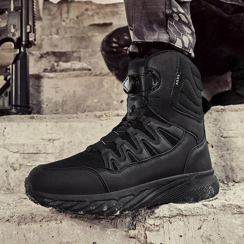 Men Military Boots Tactical Combat Boots Men Outdoor All-match Ankle Boots Work Safty Shoe for Men Casual Waterproof Hiking Shoe