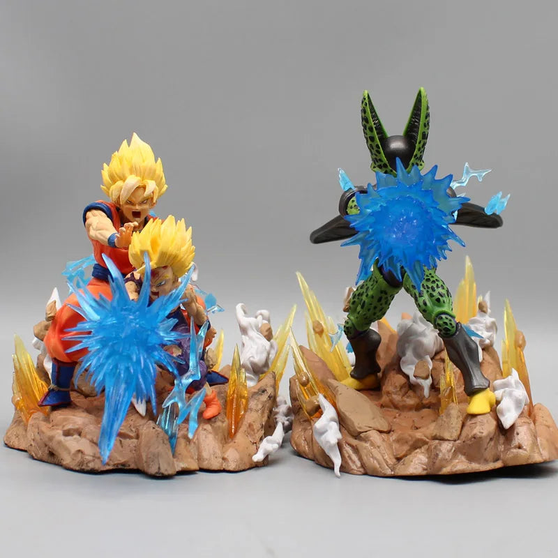 Dragon Ball Z Son Goku Gohan VS Cell Anime Figures Cell Salu Figurine Pvc Statue Model Doll Desk Collectible Decora Toys Gifts