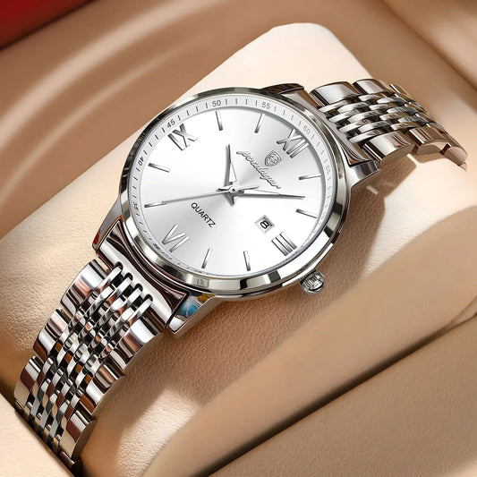 POEDAGAR Original Fashion Watch For Woman Waterproof Luminous Date Ladies Watch Stainless Steel Quartz Business Women's Watches