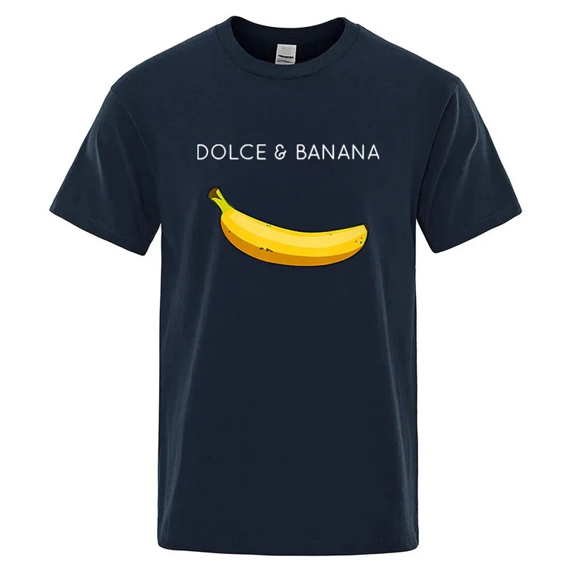 Summer Men's T-shirt High Quality 100%Cotton Funny Banana Printing Loose O-neck Men Short Sleeve Casual For Male T-shirt Top Tee