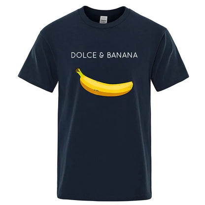 Summer Men's T-shirt High Quality 100%Cotton Funny Banana Printing Loose O-neck Men Short Sleeve Casual For Male T-shirt Top Tee