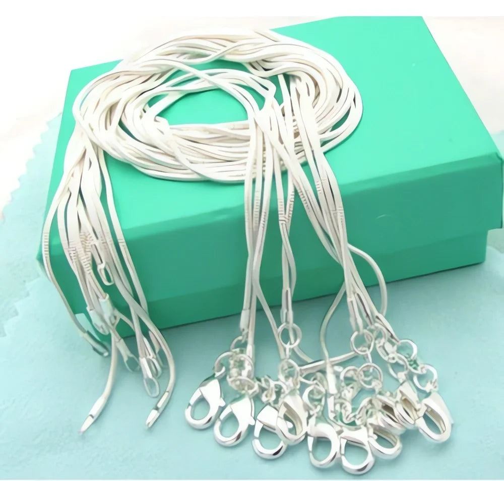 Hot 10pcs/Lot 16/18/20/22/24/26/28/30 Inch 1.2mm Snake Chain Necklace Silver Color For Woman Man Fashion Jewelry