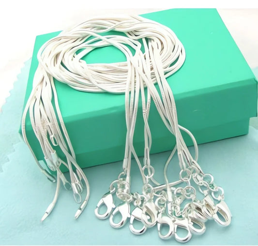 Hot 10pcs/Lot 16/18/20/22/24/26/28/30 Inch 1.2mm Snake Chain Necklace Silver Color For Woman Man Fashion Jewelry