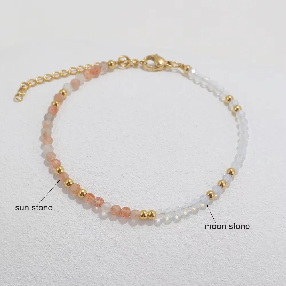 3mm Faceted African Turquoise Nature Stone Beaded Bracelet For Women With 18k gold plated Stainless Steel Square Beads Jewelry