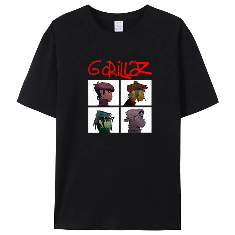 Rock Print T-Shirts Music Band Gorillazs Punk 90s Casual Fashion New Men Short Sleeve Plus Size Pure Cotton T-Shirt Unisex
