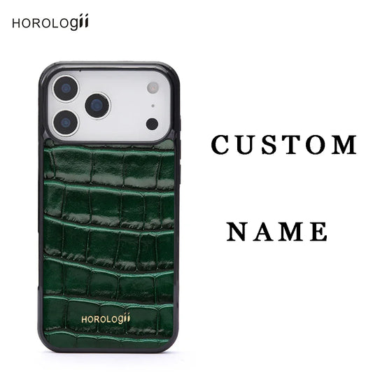 Custom Name Personalized Crocodile Pattern Italian Leather Phone Cover for Iphone 16 13 14 15 17 Pro Max Case Gift Friend