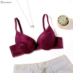 Women's 3/4 Cup Plunge Bras Lace Solid Color Thin Mold Cup Bra