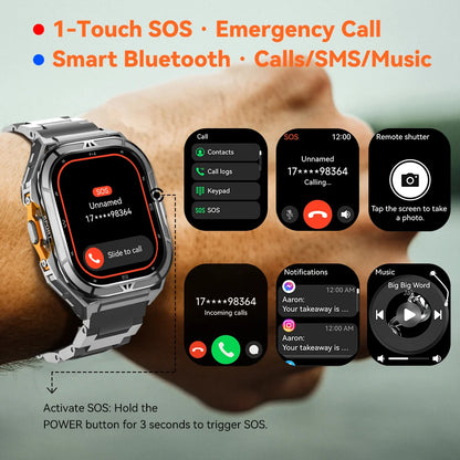 Cubot GT 3 Smart Watch, 5ATM Waterproof, 1.96-inch AMOLED, Blood Oxygen, Fitness Tracker Heart Rate GPS Sport Smartwatch for Men