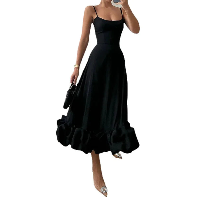 Evening Dresses: Women Sleeveless Backless Low Cut A-line Chic Evening Dresses