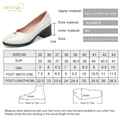 AIYUQI Women Shoes Mid-heel 2023 Spring New Formal Dress Ladies Shoes Genuine Leather Large Size 41 42 43 Women's Work Shoes
