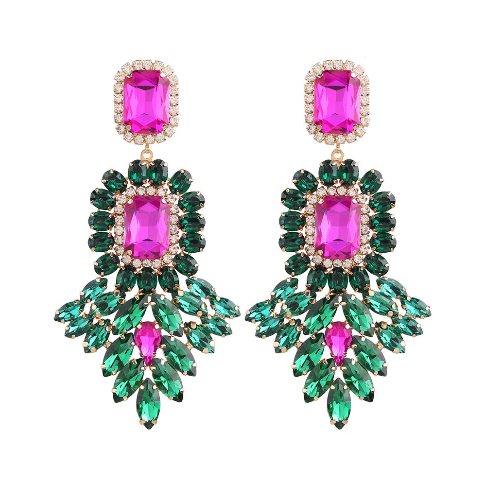 New Crystal Dangle Earrings For Women Rhinestone Earrings Weddings Ladies Party Fashion Jewelry Accessories Wholesale Gifts