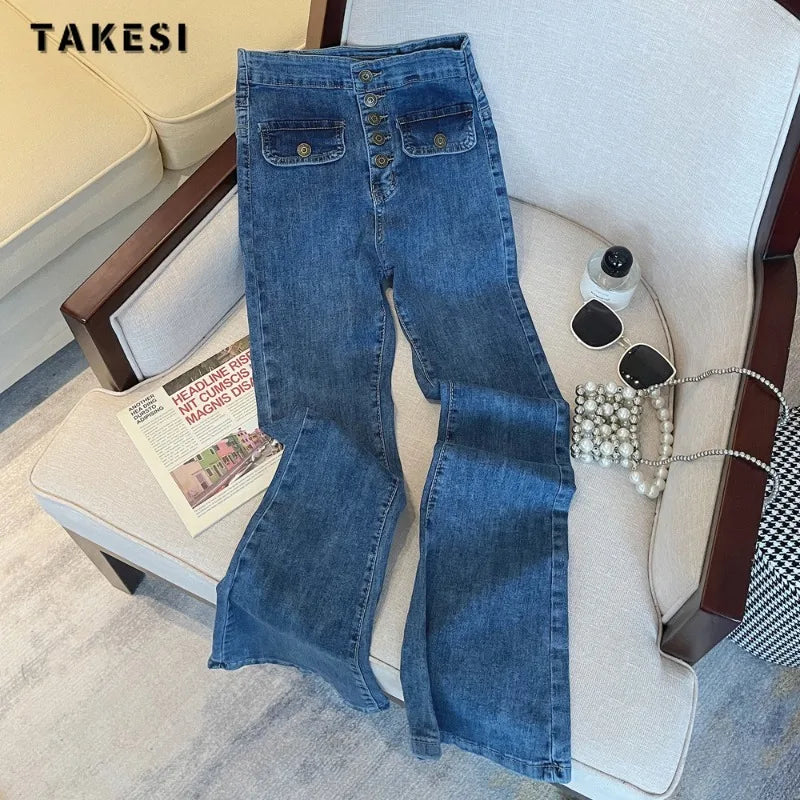 Y2K Harajuku Wide Leg High Waist Flared Jeans High Street Style Pants