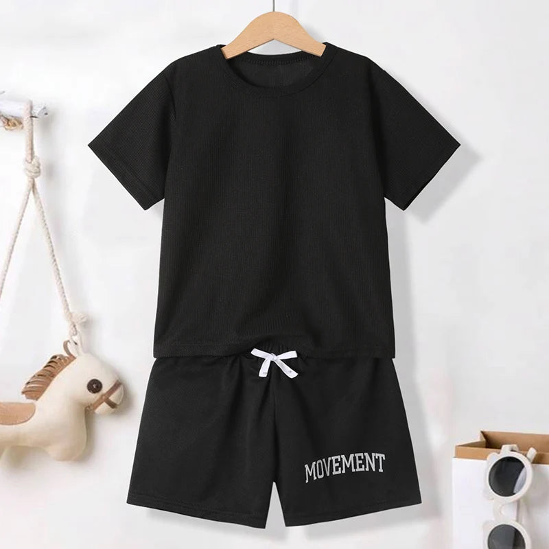 2/3 Pcs Children's Summer Fashion Joker Suit Boy Solid Color Waffle Short Sleeve Girl Joker Breathable Comfort Shorts Beach Pant