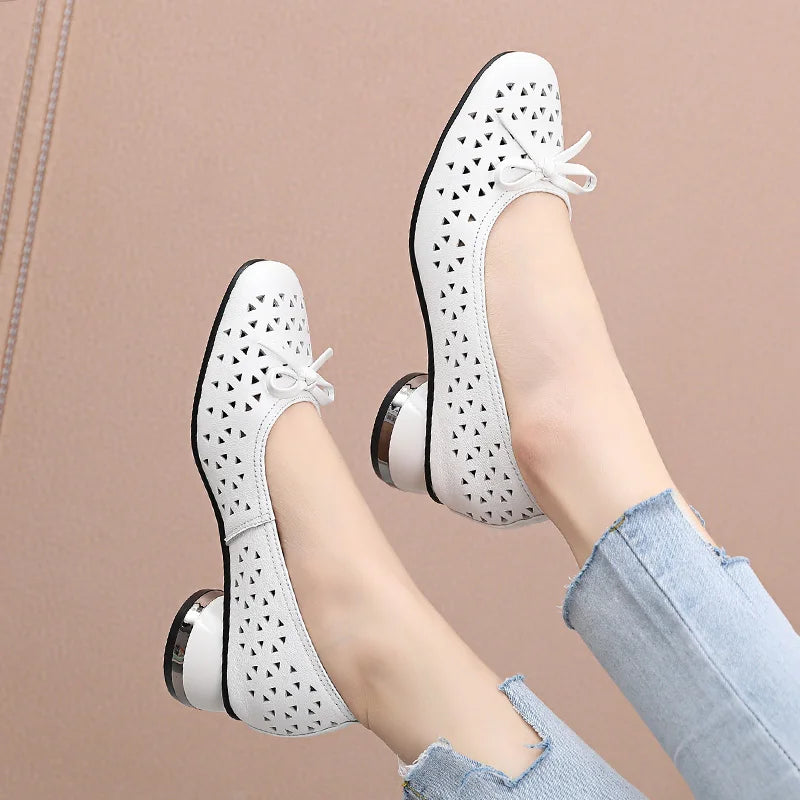 Summer Fashion Ladies Shoes Hollow Women Casual Med High Heels