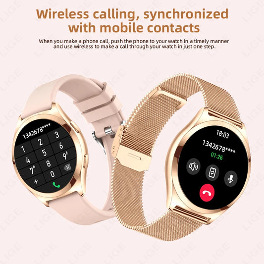LIGE Luxury 1.27" HD Screen Smart Watch Women Waterproof Bluetooth Call Women’s Bracelet Sports Health Monitor Ladies Smartwatch