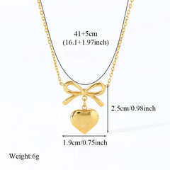 316L Stainless Steel Heart Love Pendant Necklace For Women Fashion 18K Gold