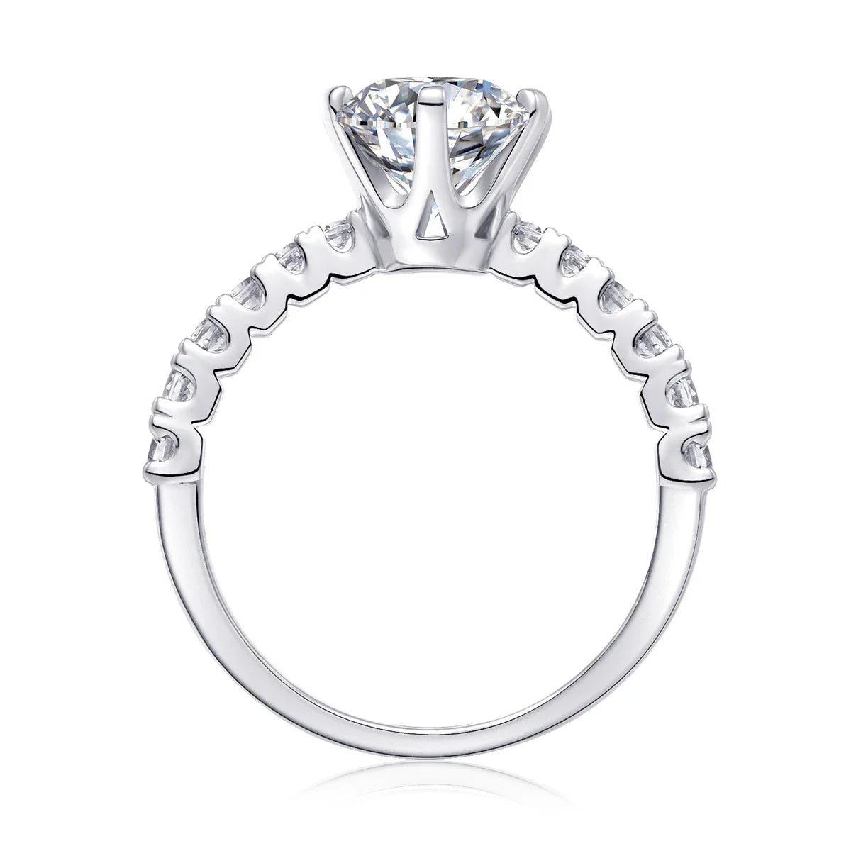 JIUZUAN 2ct Moissanite Ring, 925 Silver Plated 18k, Round Cut, Eternity Band, Wedding Ring for Women, Sparkle Engagement Jewelry