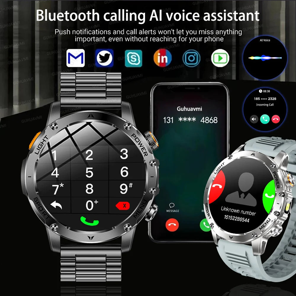 2025 New GPS Outdoor Sports Smart Watch Men AMOLED Screen NFC Flashlight Heart rate Waterproof Bluetooth Call 1000mAh SmartWatch