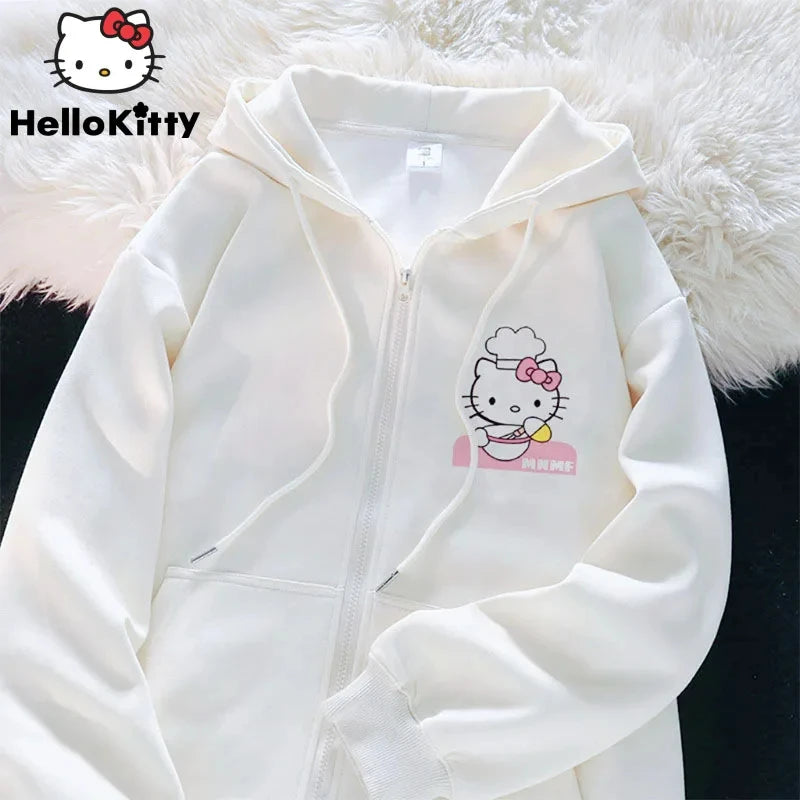 Sanrio Anime Cute Printed Hoodies Women Cartoon Hello Kitty Y2k Korean Students