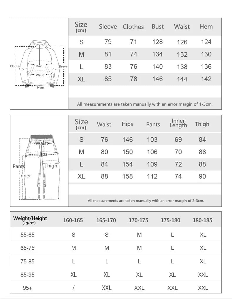 Gsou Snow 2025 Women's & Men's Slim Fit Ski Suit Set - Thermal Insulated Waterproof Snowboard Jacket & Pants for Outdoor Sports