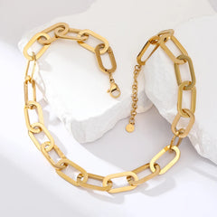 316L Stainless Steel Exaggerated Gold Color Thick Chain Pendant Necklace For Women