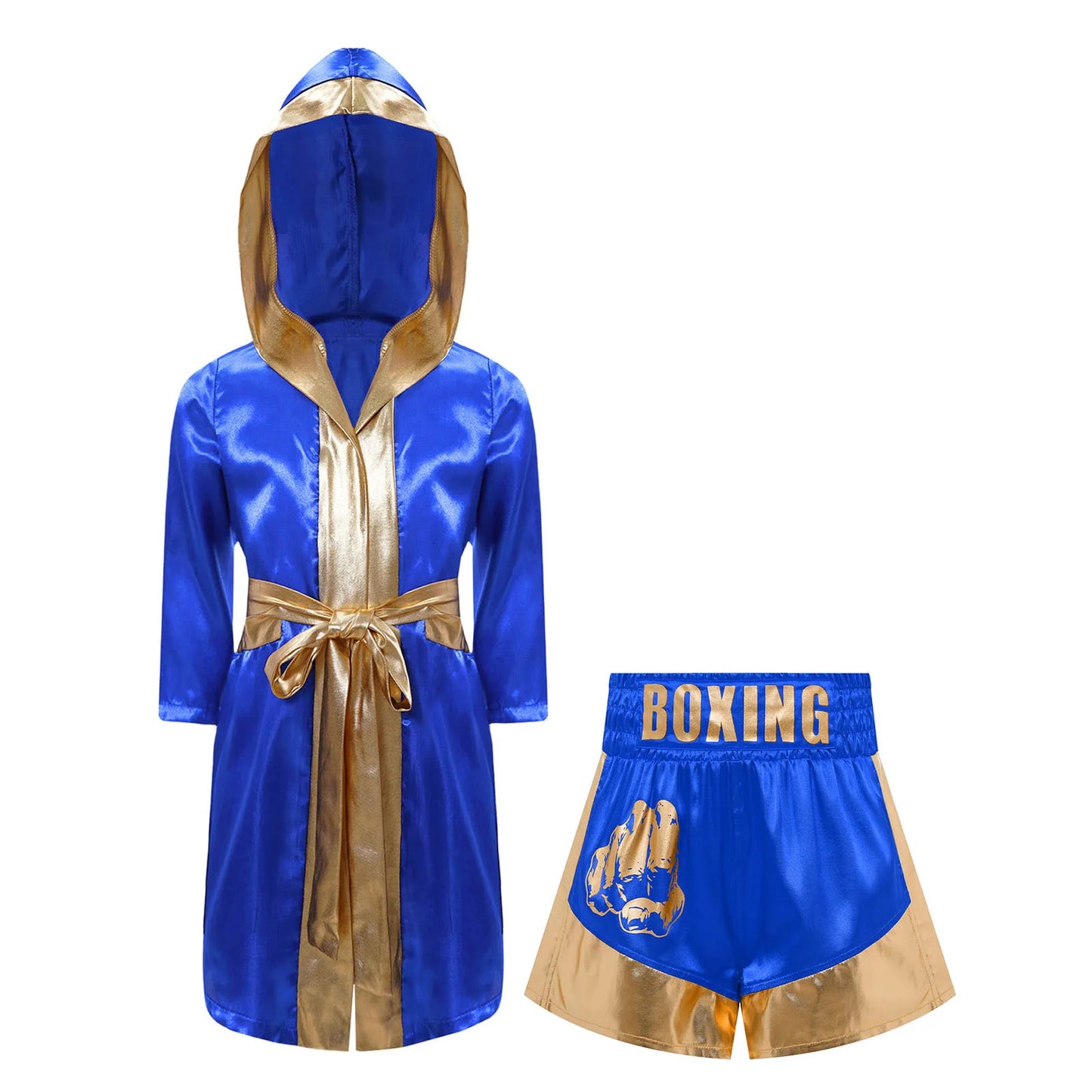 Muay Thai Outfit for Boys Girls Children Clothes Sets Boxing Outfit Satin Fighting Training Cosutmes Kids Boxer Robes suits