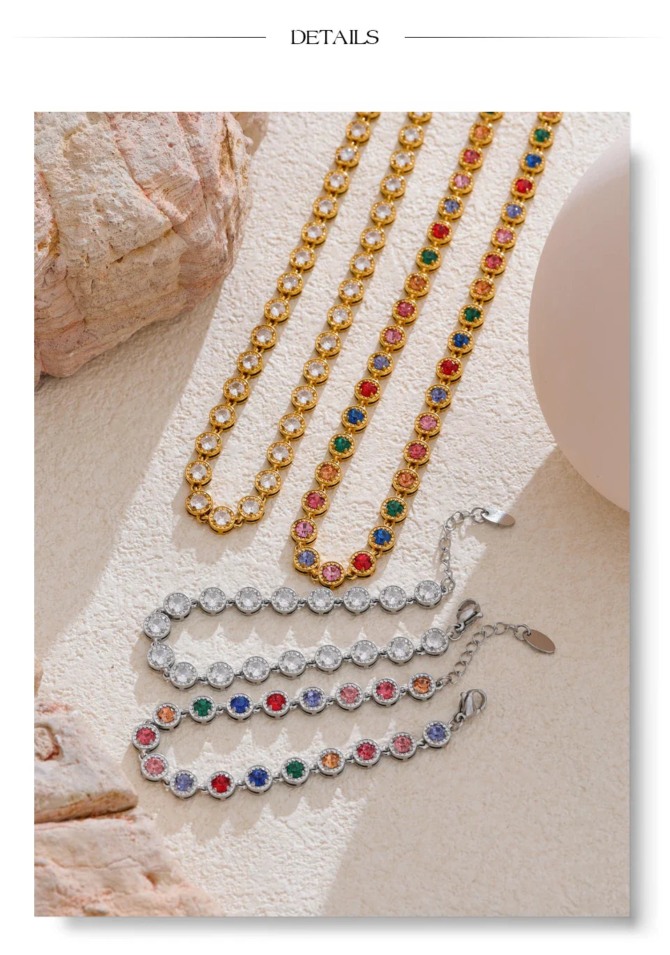 Yhpup Popular Shiny Cubic Zirconia Chain Luxury Necklace Bracelet Bangle Gold Color Platinum Plated Temperament Jewelry New