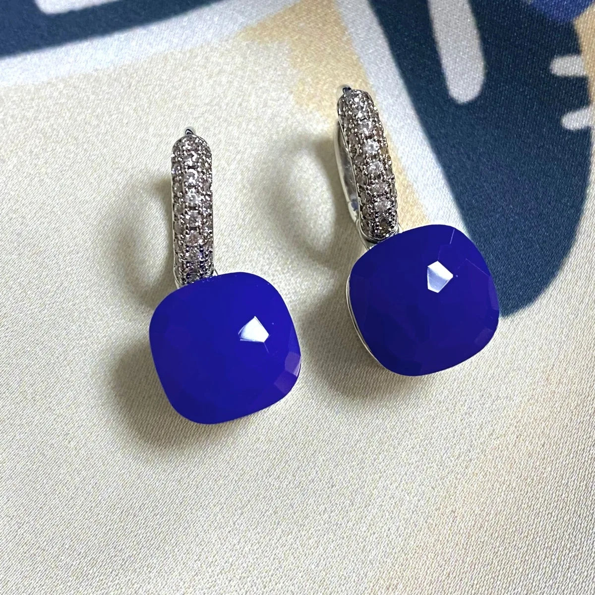 Classic Candy Color Earrings Inlay Transparent Zircon 27Colors Crystal Earrings Platinum Plated Fashion Jewelry For Women