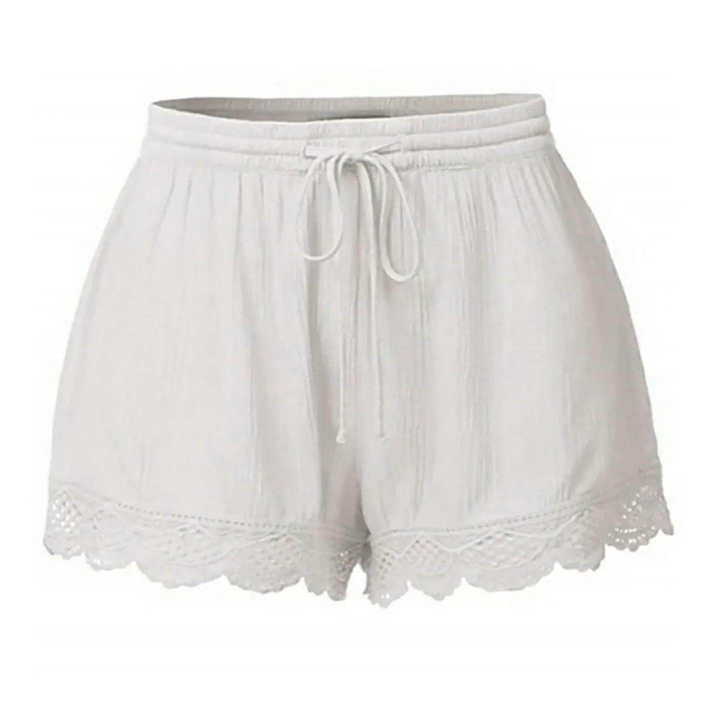 Shorts For Women Ruffle Hem Casual Shorts Plus Size Drawstring  Lace Shorts