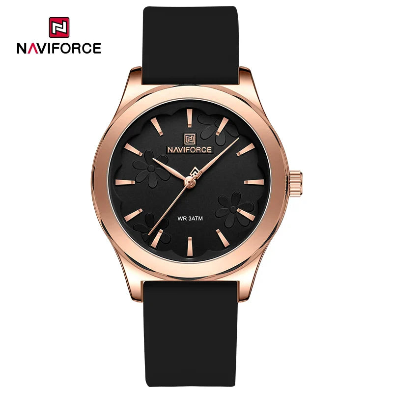 NAVIFORCE Watches for Women Creative Fashion Flower Dial Wristwatch Ladies Quartz Waterproof Shockproof Female Clock Gifts 2024