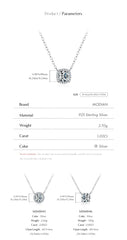 Square & Round Halo Moissanite 925 Sterling Silver Pendant Necklace D Color