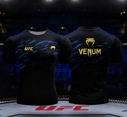 UFC men's 3D printed training T-shirt, summer short-sleeved, casual and comfortable sports top, boxing, MMA gym, street fashion